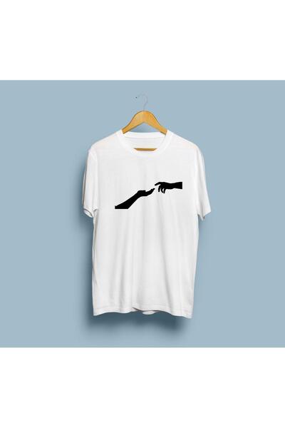 eioswear تي شيرت للجنسين مطبوع عليه صورة ظلية بأيدي ممتدة مقاس كبير - معًا