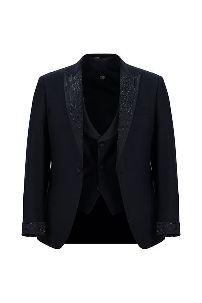 Kiğılı Pointed Collar Slim Fit Tuxedo - With Vest and Groom Suit