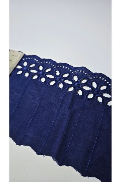 ÖZPAŞ TEKSTİL VE AKSESUAR Fisto Guipure Navy Blue Row Flowers 12cm X 2 Mt