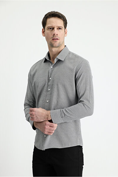 Kiğılı Памучна тениска с дълги ръкави Slim Fit с класически принт за лесно гл...