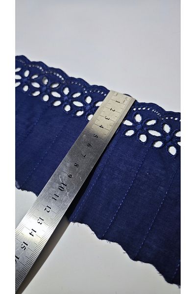 ÖZPAŞ TEKSTİL VE AKSESUAR Fisto Guipure Navy Blue Row Flowers 12cm X 2 Mt