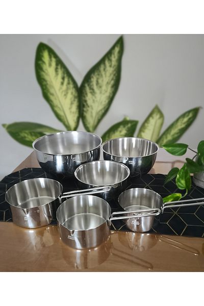 Stell&More 3-Piece Steel Bowl and Saucepan Set 6 Pieces