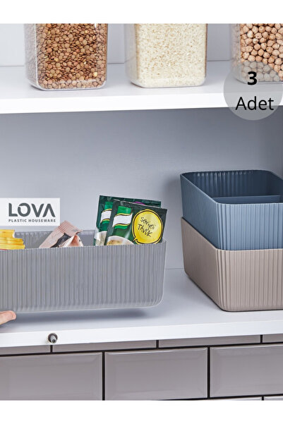 Lova 3 Bölmeli Çekmece Içi,dolap Içi Düzenleyici (3 Adet Gri )