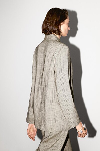 Massimo Dutti Kareli şal yaka blazer