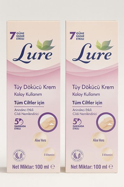 LURE 100 ml Hair Removal Cream - 2 Pieces for All Skin