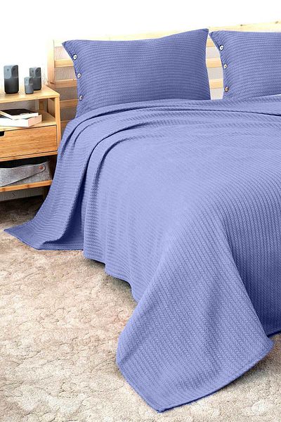 Cottonest Double Knitted Pi̇ke Bedspread with 2 Pillows
