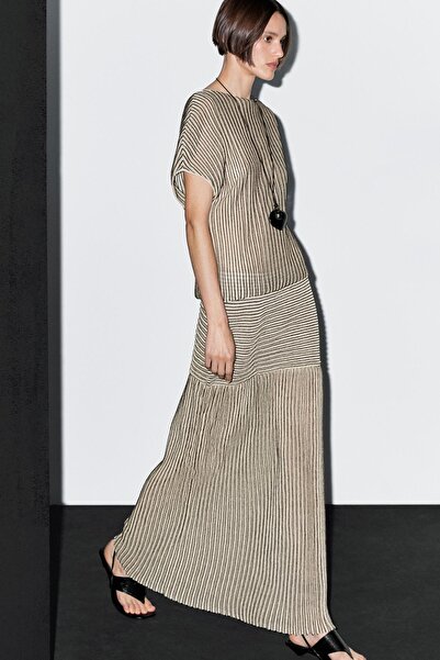 Massimo Dutti Benekli pilili midi etek