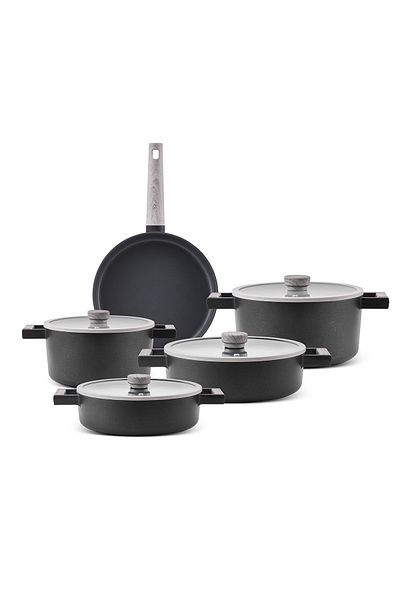 Aryıldız Matilda Aluminum Casting 9 Piece Cookware Set Anthracite