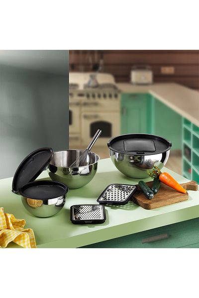 Aryıldız 9 Pieces Master Grater Mixing Bowl - Square Design