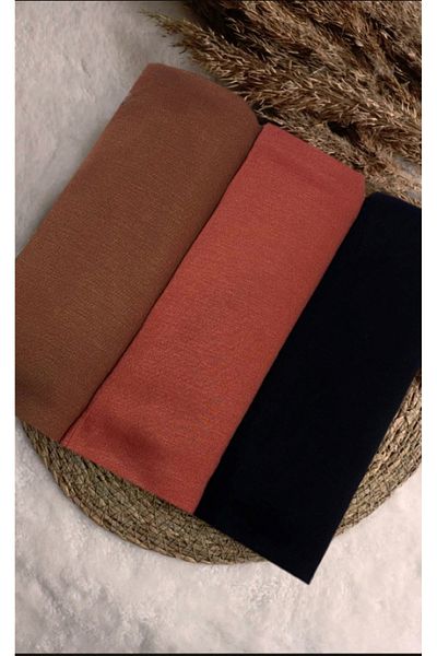 Stella Eşarp Triple Combed Cotton Shawl Set - Peach, Tan, Black