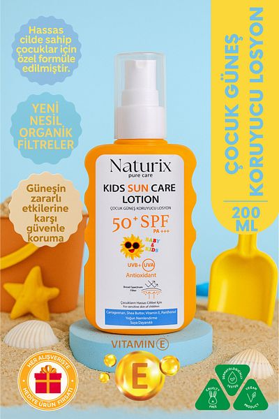 Naturix Children's Sunscreen Lotion Spf 50 Pa |   New Generation Protection and Intensive Moisture - 200 ml