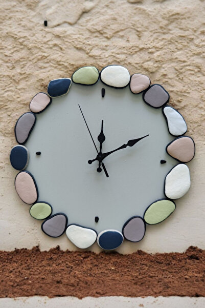 iDekor Handmade Stone Wall Clock in Bohemian and Scandinavian Colors - Natura...