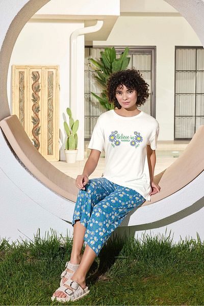 Aydoğan Women's Summer Capri Pajamas Suit 250296