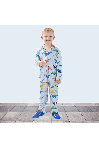Fox Moda Long Sleeve Dinosaur Printed Boys' Pajama Set