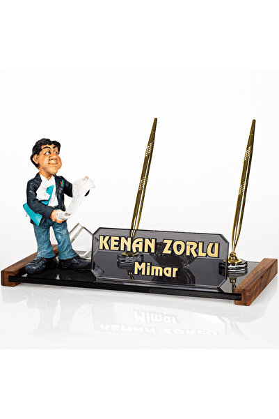 isimliksepeti Mimar Biblolu Ofis Masa Isimliği Mimara Hediye Kristal Isimlik