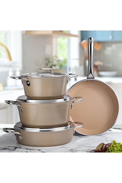 Aryıldız Neo-Ceramic 7 Piece Pot Set Beige
