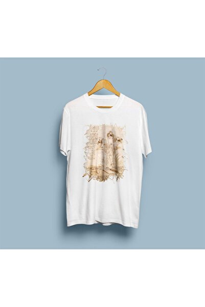 Generic Brand Leonardo Da Vinci Patterned Oversize Unisex T-shirt - Flower an...