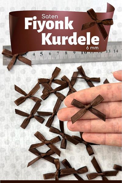 t tuğset etiket Bow Satin 6 mm Ribbon Bow Ribbon Ornament 50 Pieces -T1380