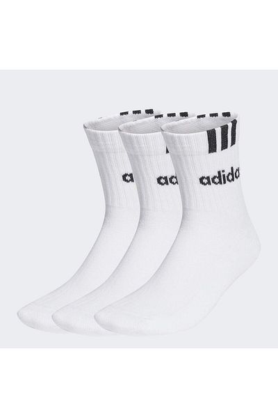 adidas Șosete amortizate cu jumătate de echipaj liniar cu 3 dungi 3 perechi