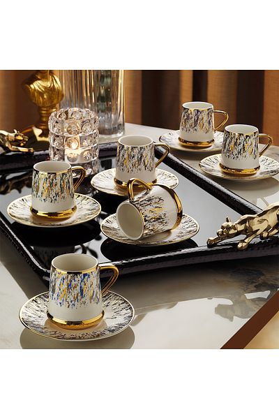 Aryıldız Revan 12 Piece Turkish Coffee Cup Set for 6 People