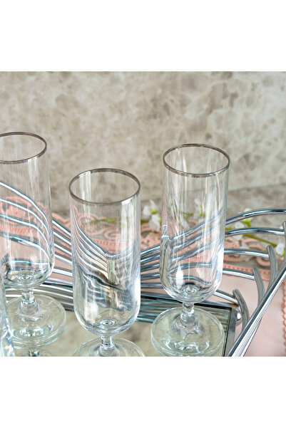 Aryıldız Rona Flut 6-Piece Coffee Side Water Glass Platinum 170 ml