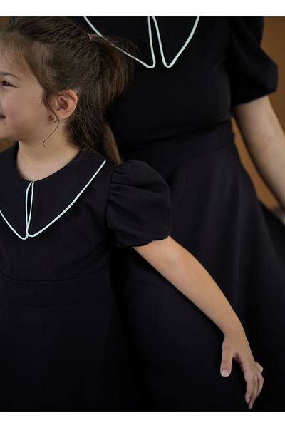 EYLÜL ELİF BUTİK Eylül Elif Boutique Vintage Collar Crepe Fabric Mother Daughter Combination (Product Price Is 1 Piece)
