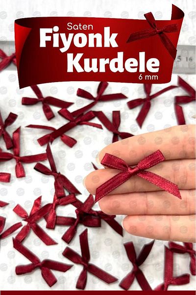 t tuğset etiket Bow Satin 6 mm Ribbon Bow Ribbon Ornament 50 Pieces -T1380