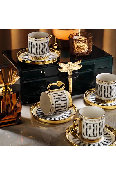 Aryıldız Dawn 12 Piece Turkish Coffee Cup Set for 6 People