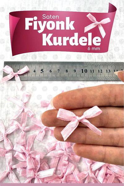 t tuğset etiket Bow Satin 6 mm Ribbon Bow Ribbon Ornament 50 Pieces -T1380