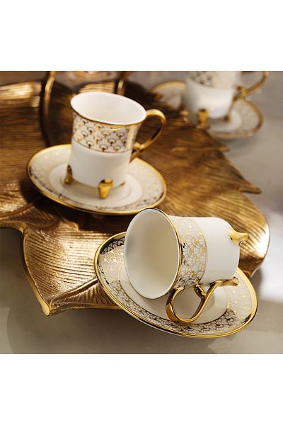 Aryıldız Dilber 12 Piece Turkish Coffee Cup Set for 6 People