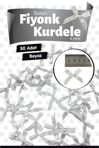t tuğset etiket Bow Satin 6 mm Ribbon Bow Ribbon Ornament 50 Pieces -T1380