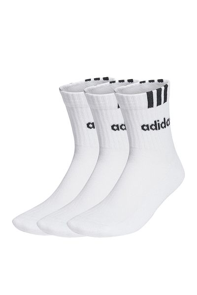 adidas Șosete amortizate cu jumătate de echipaj liniar cu 3 dungi 3 perechi