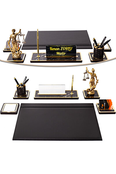 isimliksepeti Mermer Desen Ahşap Avukat Sümen Takımı Themis Biblo Masa İsimliği