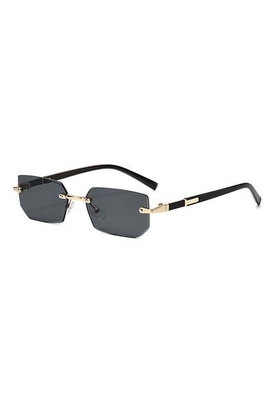 Choice Black Frameless Rectangle Sunglasses – Uv400 Retro Shades, Trendy Travel Eyewear