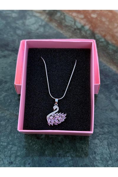 youngsem Swan Model Necklace Zircon Stone Steel Necklace
