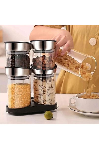 AROW Silver 6 Piece Glass Spice Set