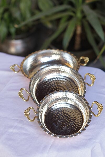 ANTEPSEPETİ Bakır Tırtıklı 3'lü Tava Seti