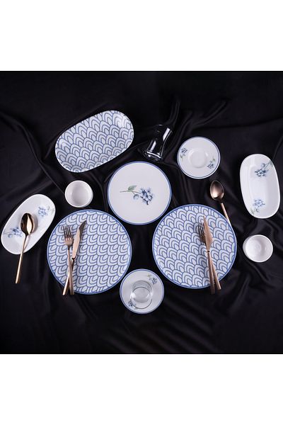 Aryıldız Lucia Blue 32 Piece Breakfast Set for 6 People