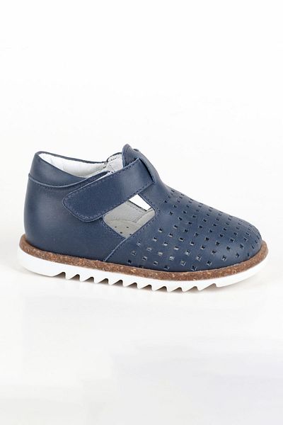 Süperland Genuine Leather First Step Shoes Baby Boy Navy Blue Sandals Orthopedic Soled Lightweight Sandals
