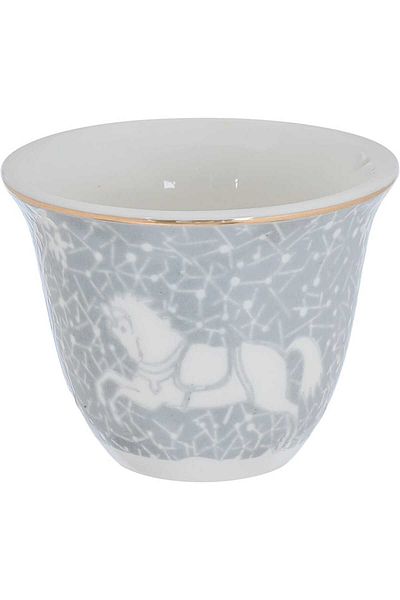 Alsaif Gallery Al Saif Gallery Arabic coffee cups set, 12 pieces - horse engraving in gold script