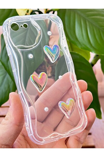 Fibaks Case for Apple iPhone 7/8/Se 2020 2022 3D Heart Pearl Design Patterned Camera Protection Silicone Cover