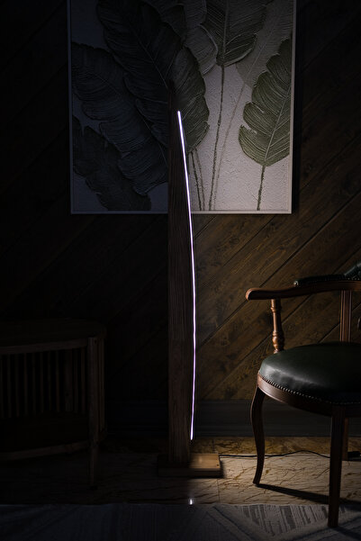 Genel Markalar Marina Doğal Açık Ceviz Masif Ahşap LED Lambader 150 cm | İskandinav Tasarım | Modern Aydınlatma