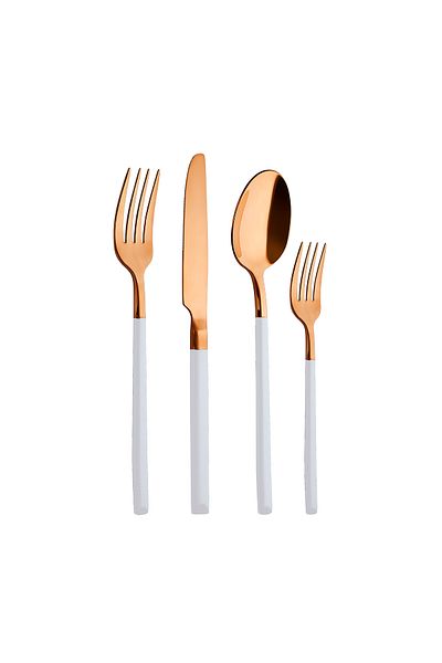 Aryıldız Soho Prestige White Bronze 24-Piece Fork Spoon Knife Set for 6 People