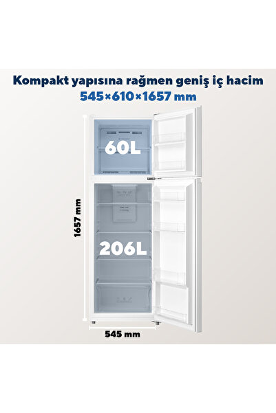 KUMTEL Çift Kapılı No Frost Buzdolabı 266l Htmf-270