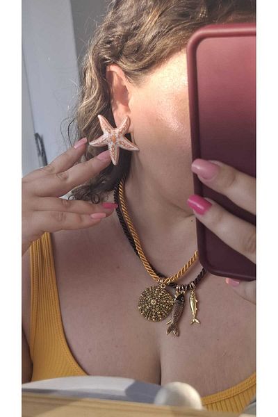 Tasarım Zr Brand Model Sea Star Ethnic Pattern Large Size Earrings