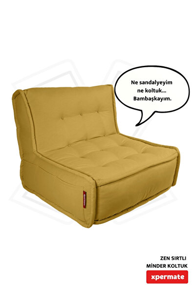XPERMATE Sırtlı Minder Koltuk Iskandinav Tarzı Ergonomik Yer Koltuğu Sırtlıklı Oturma Minderi 80x60hardal Zen