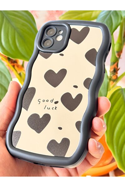 Fibaks iPhone 12 Case Mirrored Heart Pattern Soft Edge Camera Protection Silicone Cover