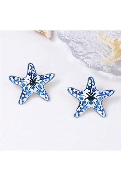 Tasarım Zr Brand Model Sea Star Ethnic Pattern Large Size Earrings