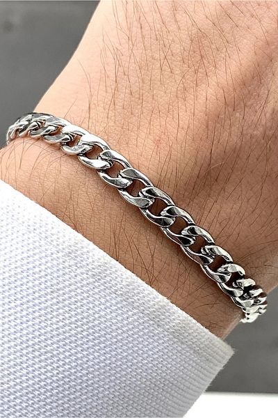 Takı Dükkanı Gourmet Stainless Steel Men's Bracelet Thick Chain 6 mm H081B
