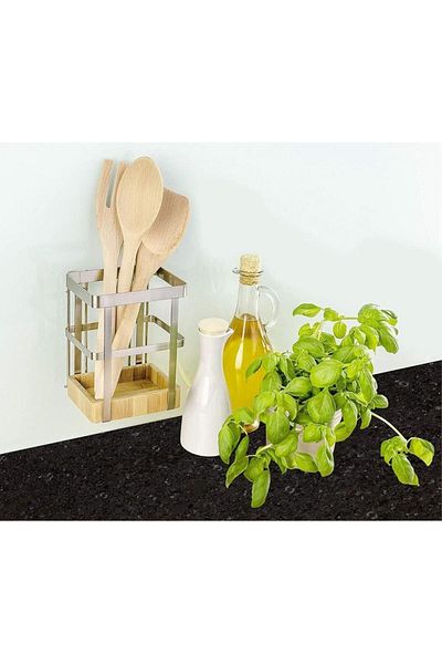 Saban Bamboo Spoon Rest, Decorative Countertop Upright Spoon Rest, Bamboo Kitchen Organizer24